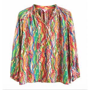 Lilly Pulitzer 100% Elsa Silk Multicolor Abstract Print Blouse Top M Lightweight